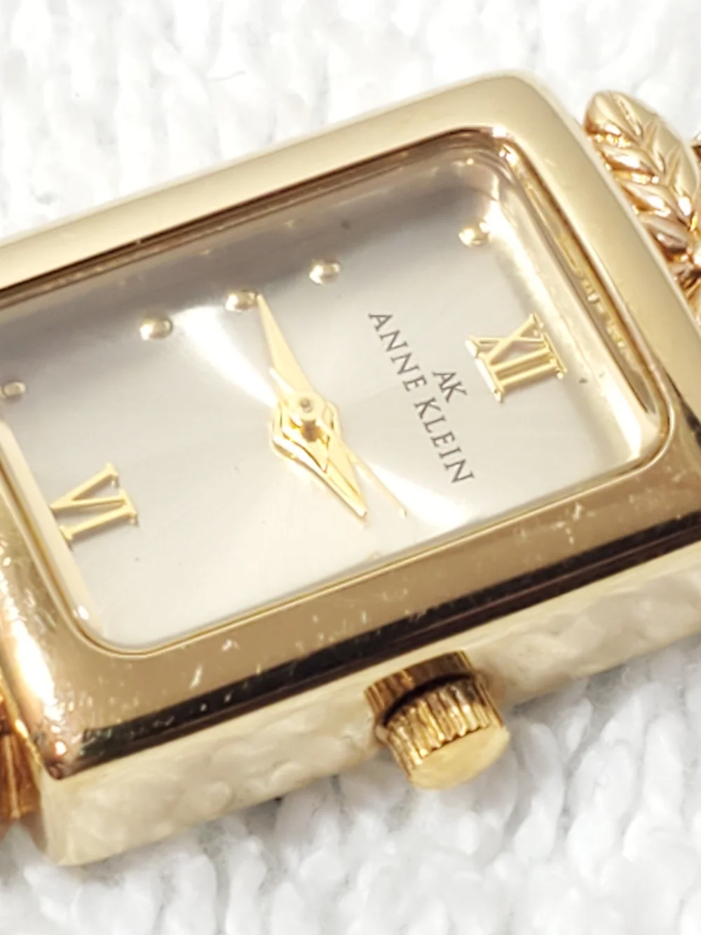 Vintage Anne Klein Gold Tone Tank Watch Swiss Parts Ronda 1 Jewel Movement Women